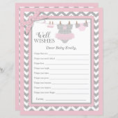 ピンクツチュシェブロンプリント赤ちゃんシャワーウィッシュ (正面/裏面)