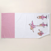 ピンクツチュバレエダンサー ビーチタオル (正面)