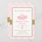 ピンクツチュバレリナガール誕生日招待状 招待状 (正面/裏面)