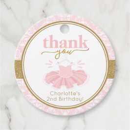 ピンクツチュバレリナサンキュー写真メッセージカード フェイバータグ