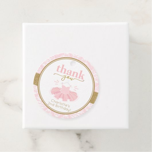 ピンクツチュバレリナサンキュー写真メッセージカード フェイバータグ (インサイチュ)