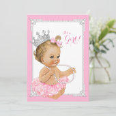 ピンクツチュバレリナピンクパールベビーガールシャワー 招待状 (スタンド正面)