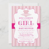 ピンクツチュバレリーナガールズベビーシャワー招待状 招待状 (正面)