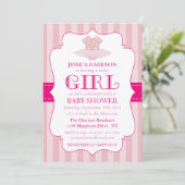 ピンクツチュバレリーナガールズベビーシャワー招待状 招待状 (スタンド正面)