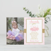 ピンクツチュバレリーナガールフォトサンキューカード 招待状 (スタンド正面)