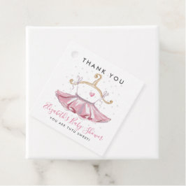 ピンクツチュバレリーナガールベビーシャワーありがとう フェイバータグ