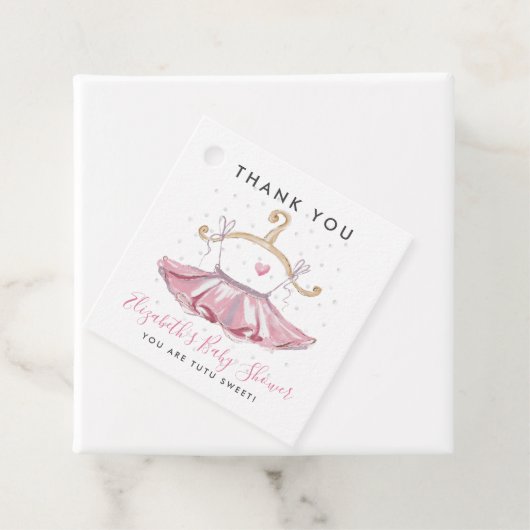 ピンクツチュバレリーナガールベビーシャワーありがとう フェイバータグ (インサイチュ)