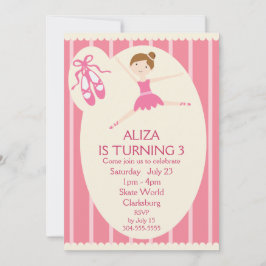 ピンクツチュバレリーナバースデーパーティー 招待状