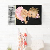 ピンクツチュパールベビーガールシャワー 横断幕 (インサイチュ)