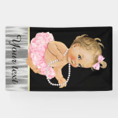 ピンクツチュパールベビーガールシャワー 横断幕 (横)