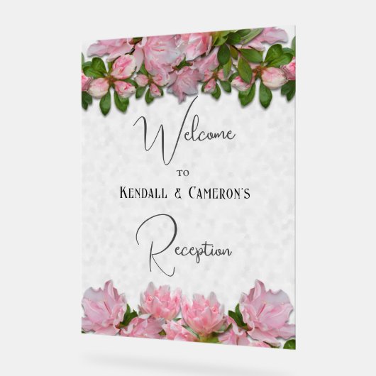 ピンクツツツツジ披露宴結婚ウェルカムサイン アクリルサイン (傾斜)