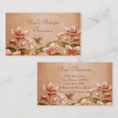 ピンクツツツツツジヴィンテージフローラオンウィスキーレトロ 名刺 (正面/裏面)