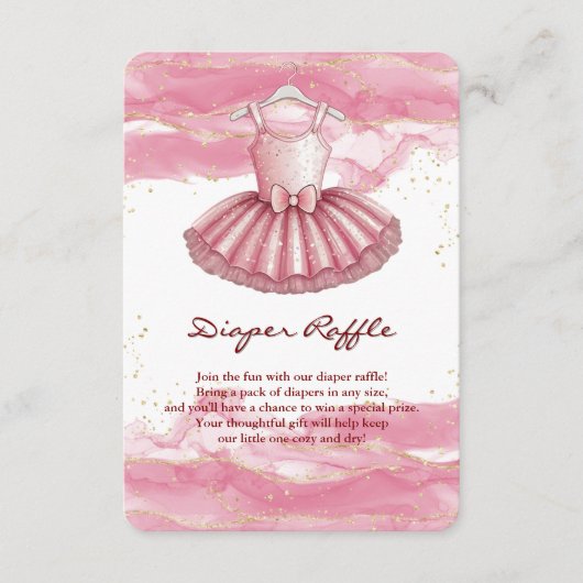 ピンクツツ金ゴールドグリッターベビーシャワー エンクロージャーカード (正面)