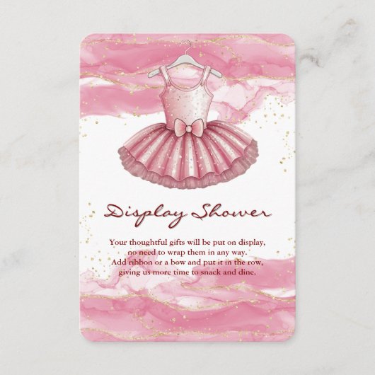 ピンクツツ金ゴールドグリッターベビーシャワー エンクロージャーカード (正面)