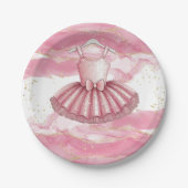 ピンクツツ金ゴールドグリッターベビーシャワー ペーパープレート (正面)