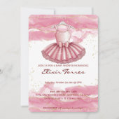 ピンクツツ金ゴールドグリッターベビーシャワー 招待状 (正面)