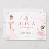 ピンクツトゥキュートバレエダンサーバレリーナ誕生日 招待状 (正面)