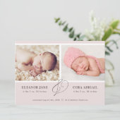 ピンクツモダンインガールズフォト誕生 案内状 (スタンド正面)