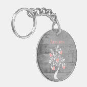 ピンクツリーのハートパーソナライズされたキーチェーン キーホルダー (正面左)