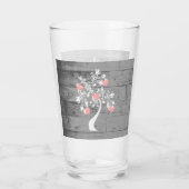 ピンクツリーのハートパーソナライズされたグラス タンブラーグラス (裏面)