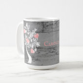 ピンクツリーのハートパーソナライズされたコーヒーマグ コーヒーマグカップ (正面左)