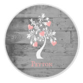 ピンクツリーのハートパーソナライズされたセラミックノブ セラミックノブ (正面)