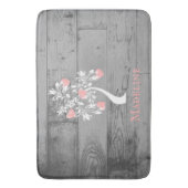 ピンクツリーのハートパーソナライズされたバスマット バスマット (正面縦)