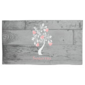 ピンクツリーのハートパーソナライズされたピローケース 枕カバー (正面左)