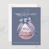 ピンクツリーオーナメントダスティブルーホリデームービング 案内ポストカード (正面/裏面)