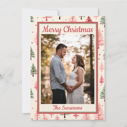 ピンクツリークリスマスカード シーズンカード