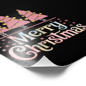 ピンクツリークリスマスホリデーウィンターガール フォトプリント            (角)