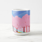 ピンクツリーズアンドブルースカイデザイン コーヒーマグカップ (中央)