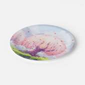 ピンクツリーズイラストレーション ペーパープレート (アングル)