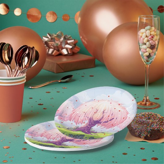 ピンクツリーズイラストレーション ペーパープレート