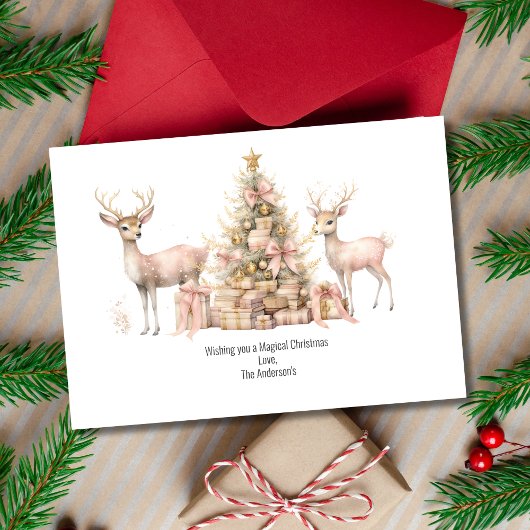 ピンクツリーディアトナディアボホヴィンテージクリスマス シーズンカード