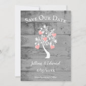 ピンクツリーハートセーブ・ザ・デート案内 案内状 (正面)