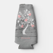 ピンクツリーハートパーソナライズされたボトルクール ボトルクーラー (正面)