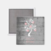 ピンクツリーハートパーソナライズされた磁石 マグネット (正面/裏面)