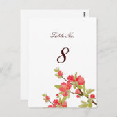 ピンクツリー結婚のテーブル番号カード ポストカード (正面/裏面)