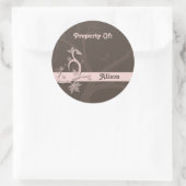 ピンクツリー蔵書票シール ラウンドシール (バッグ)