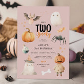 ピンクツーガール不気味ハロウィーン誕生日招待状 招待状