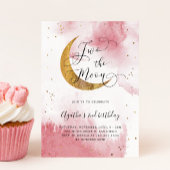 ピンクツーザムーンガール2nd誕生日パーティー 招待状