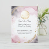 ピンクツーザムーンセカンドバースデー招待状 招待状 (スタンド正面)