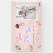 ピンクツーザムーン宇宙誕生日バナー 横断幕 (縦)