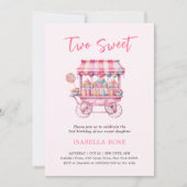 ピンクツースイートキャンディ2nd誕生日招待状 招待状 (正面)