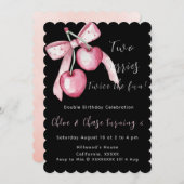 ピンクツーベリーツインカスタム誕生日招待状 招待状 (正面/裏面)