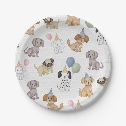 ピンクツーリードザドッグズアウトパーティープレート ペーパープレート (正面)