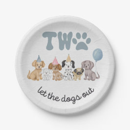 ピンクツーリードザドッグズアウトパーティープレート ペーパープレート