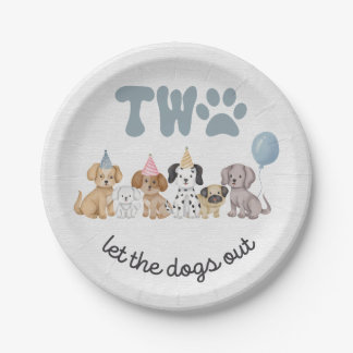 ピンクツーリードザドッグズアウトパーティープレート ペーパープレート