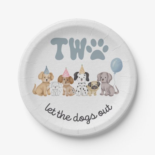 ピンクツーリードザドッグズアウトパーティープレート ペーパープレート (正面)